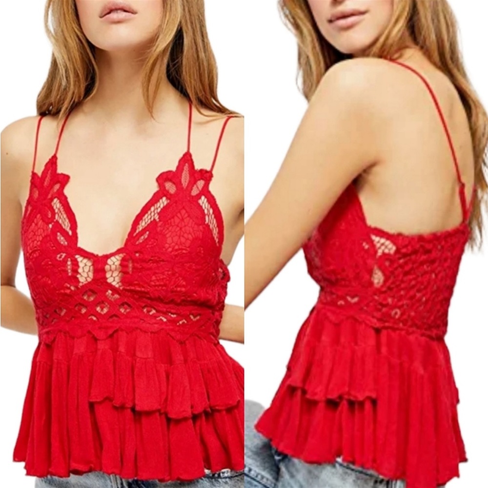 Free People NEW Adella Cami Red Small